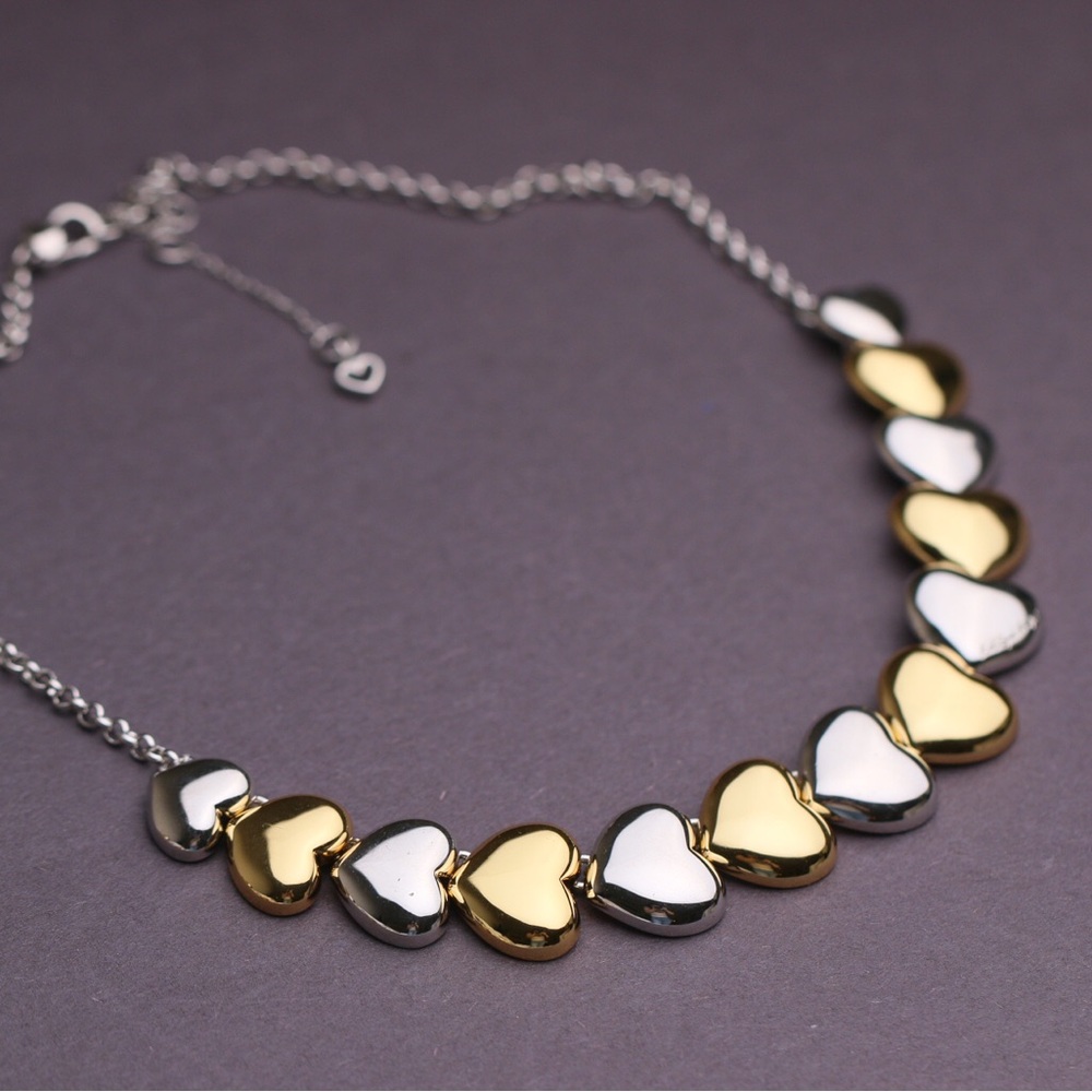 kate spade Two-Tone Heart Link Necklace - Gold & Silver